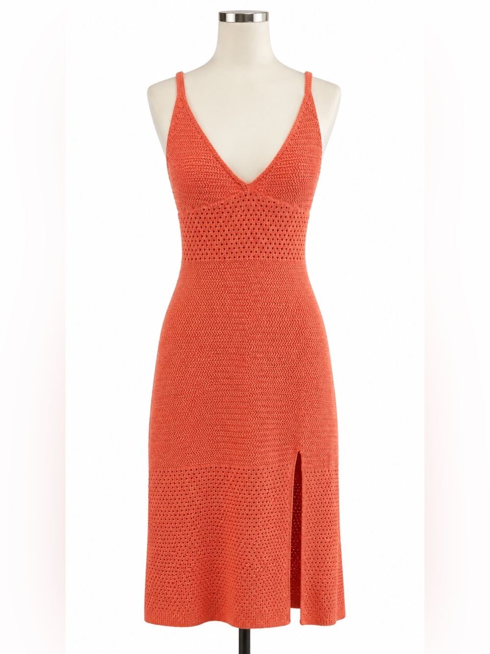 Wilfred Sleeveless V-Neck Orange Knit Midi Dress